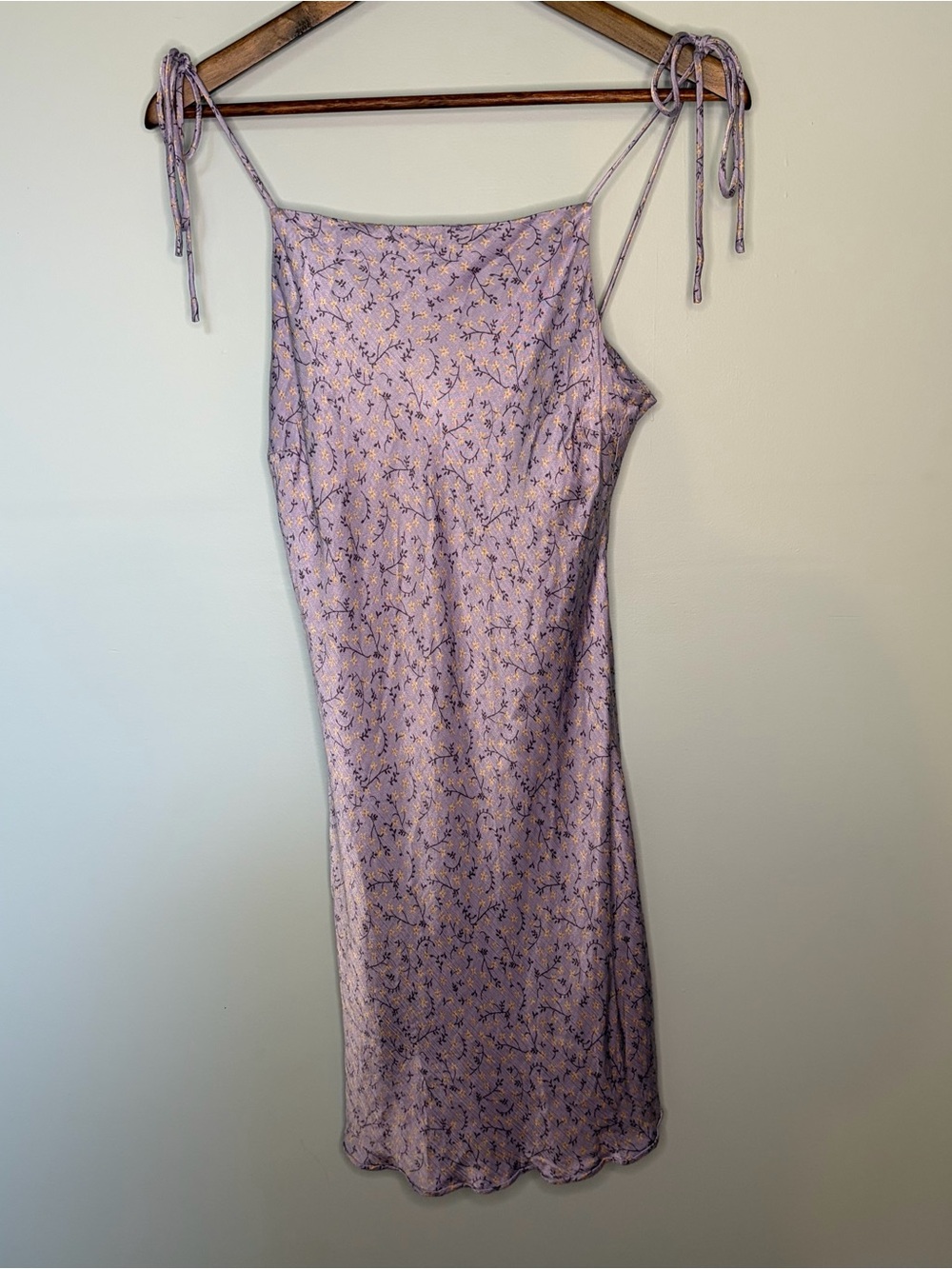 ZARA Lilac Floral Satin Tie-Strap Mini Slip Dress Size S